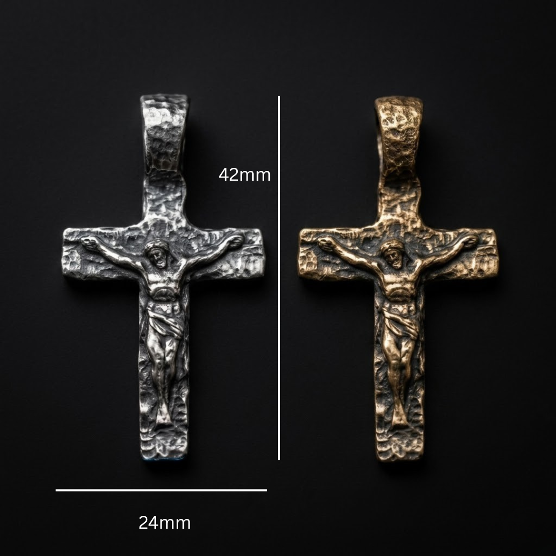 The Sixth Hour pendant shown with measurements, hand poured in Vermont in .999 fine silver or bronze